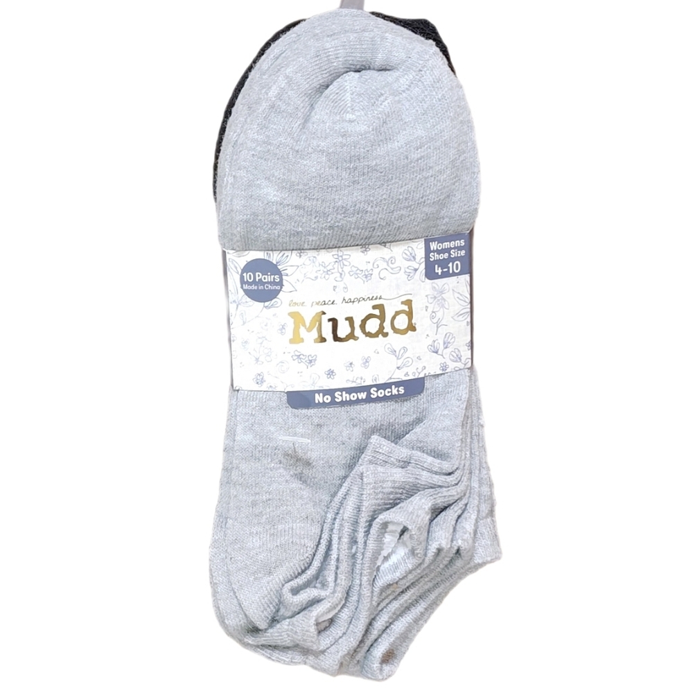 Mudd Women's 10-Pack No Show Socks Size 4-10 Color Black/Gray